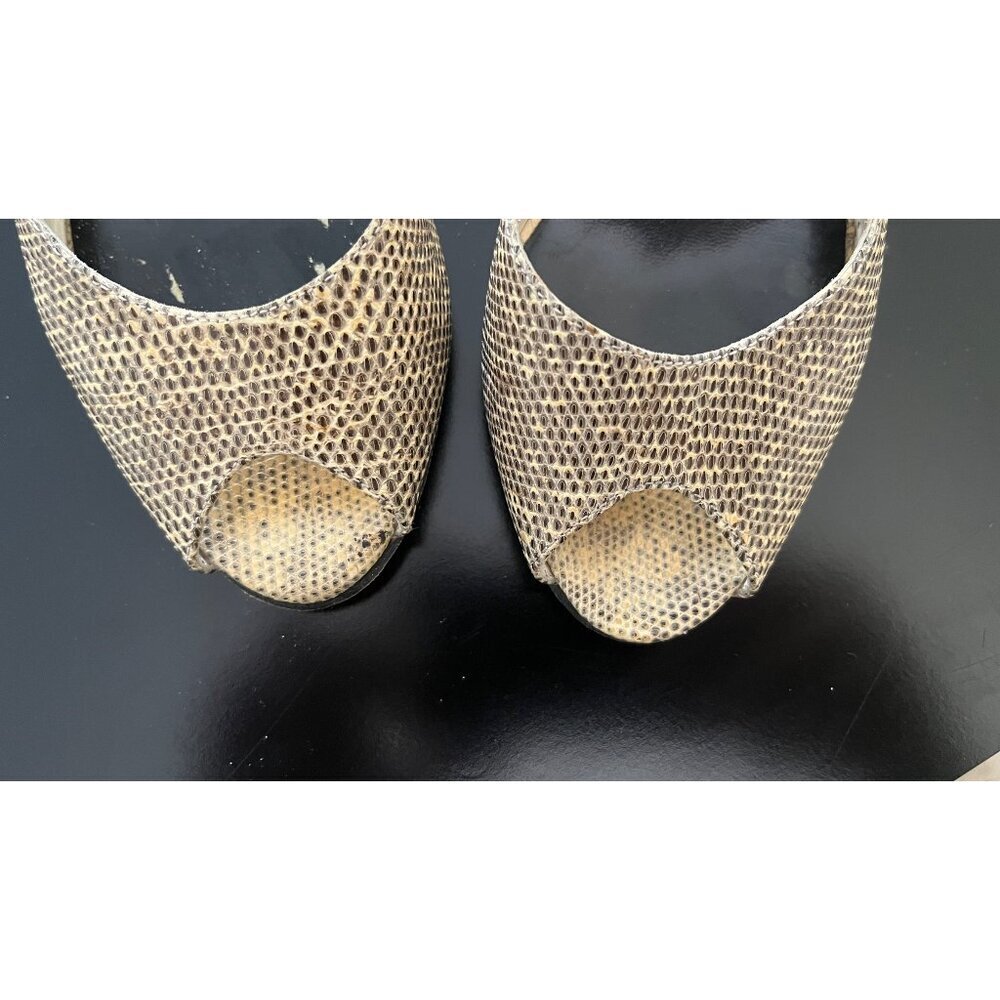 RALPH LAUREN PURPLE COLLECTION LIZARD D'ORSAY PEEP TOE HEELS 37 - Picture 4 of 10